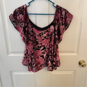 AQUA Off the Shoulder Top Floral